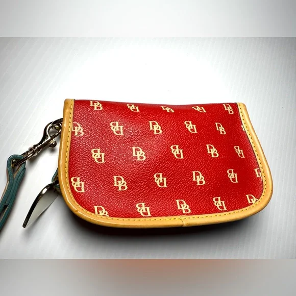 Dooney & Bourke Red and Tan Logo Wristlet - Picture 4 of 9